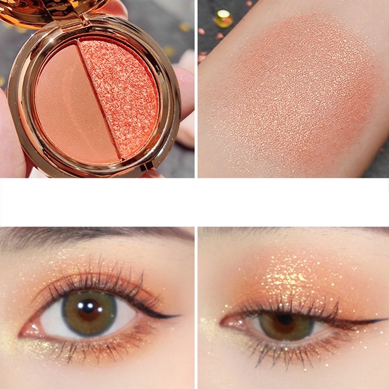 Bảng phấn mắt phấn 2 màu, phấn bắt sáng nhũ lấp lánh , phấn mắt lì trang điểm làm đẹp tông CAM BLINK | BigBuy360 - bigbuy360.vn