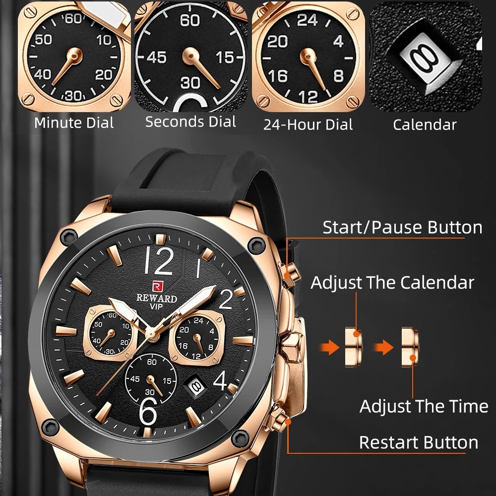 Đồng Hồ Quartz Chronograph Chống Thấm Nước Với Dây Đeo Da 83018