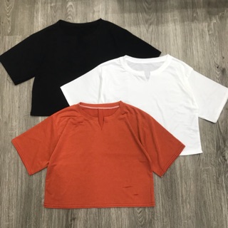 Áo Croptop Thụng Trơn Rách (croptop đẹp)