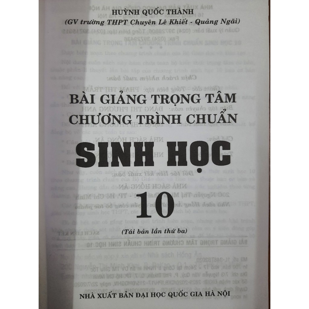 Sách - Bài giảng trọng tâm chương trình chuẩn Sinh học 10