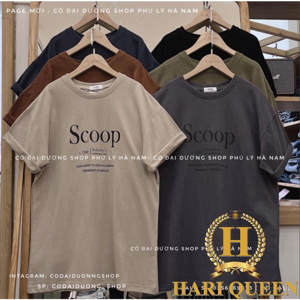 Áo phông chữ Scoop in ngực HARIQUEEN