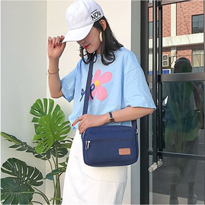 Túi đeo chéo nam, nữ vải bố chống nước cao cấp size 24cm TUI-54