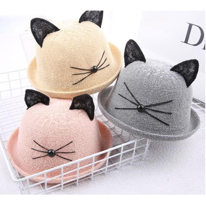 ✔Mũ cói tai mèo xinh xinh, 👍👍👍