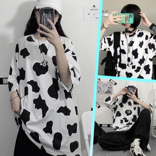 Áo Thun Tay Lỡ Bò Sữa Unisex chất Cotton phong cách Ulzzang ATIN77 - Áo Phông Nam nữ chất Cotton cao cấp