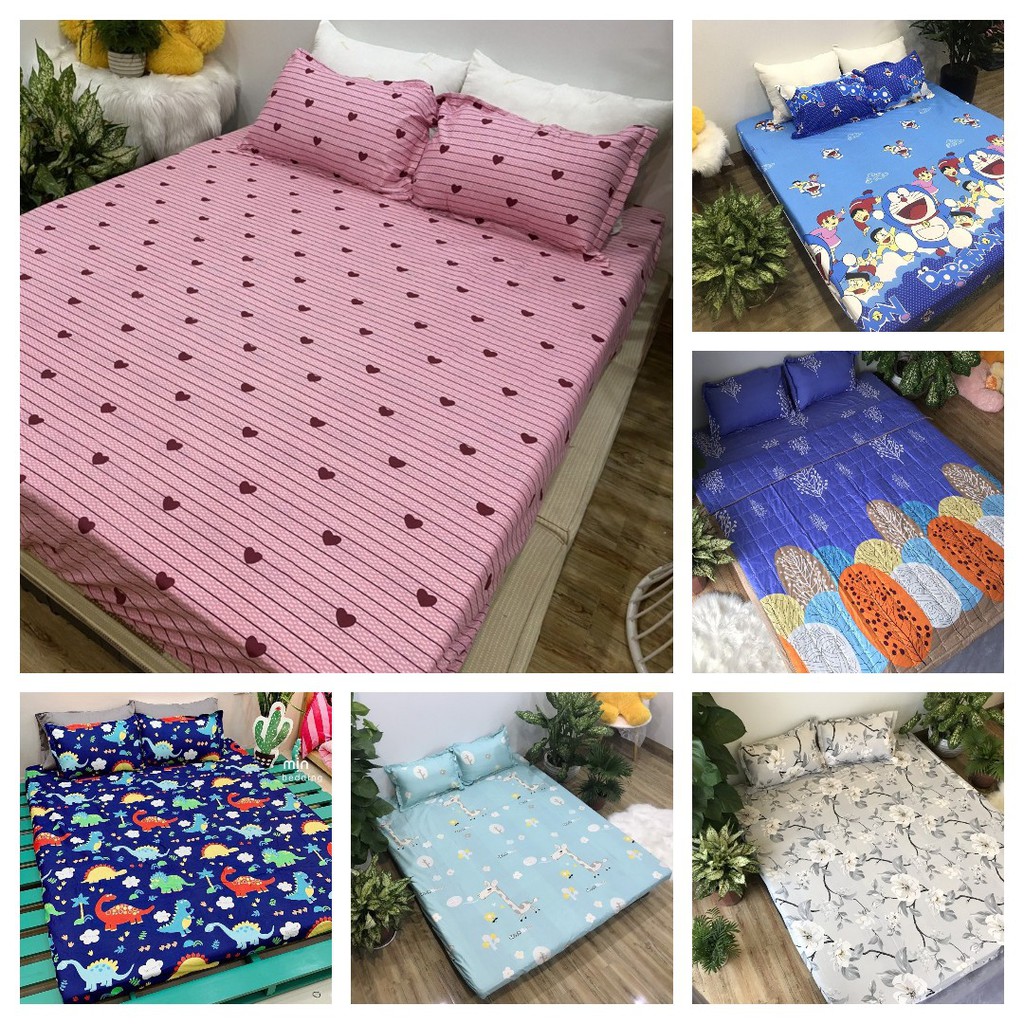 [Free ship-Xả hàng]Ga trải giường 1m 1m2 1m4 1m5 1m6 1m8 cotton poly-tam giác ghi