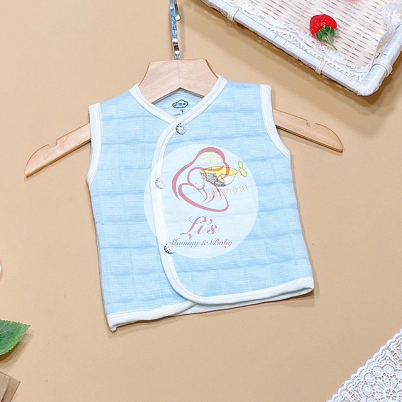 Áo Gile cho bé Hi!Mom vải nỉ chần bông cài lệch cao cấp quần áo trẻ em thu đông sơ sinh 0 12 tháng nam nữ Mã AGI33