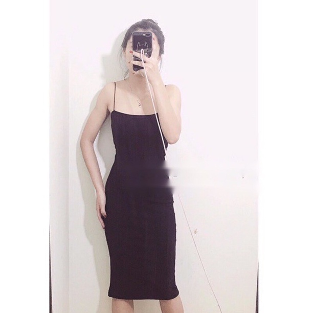 Happy-store  Đầm Ôm hai dây trễ vai Dáng Màu Trơn Thời Trang Mùa Hè Phong Cách Hàn Quốc Cho Nữ