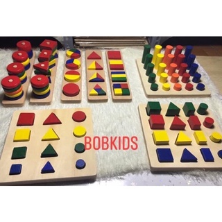 Bộ giáo cụ montessori 8 món bằng gỗ, đồ chơi gỗ an toàn cho bé