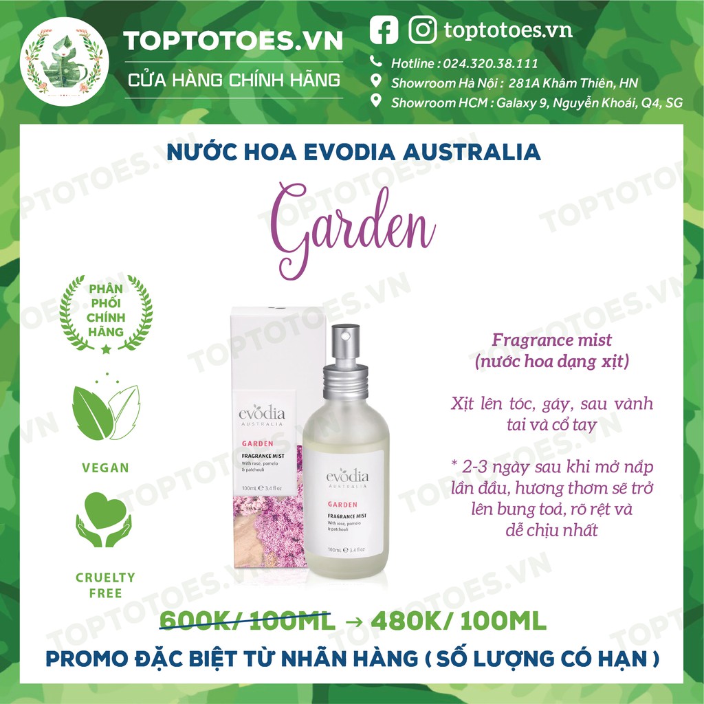 Nước hoa Evodia Australia GARDEN | Thế Giới Skin Care