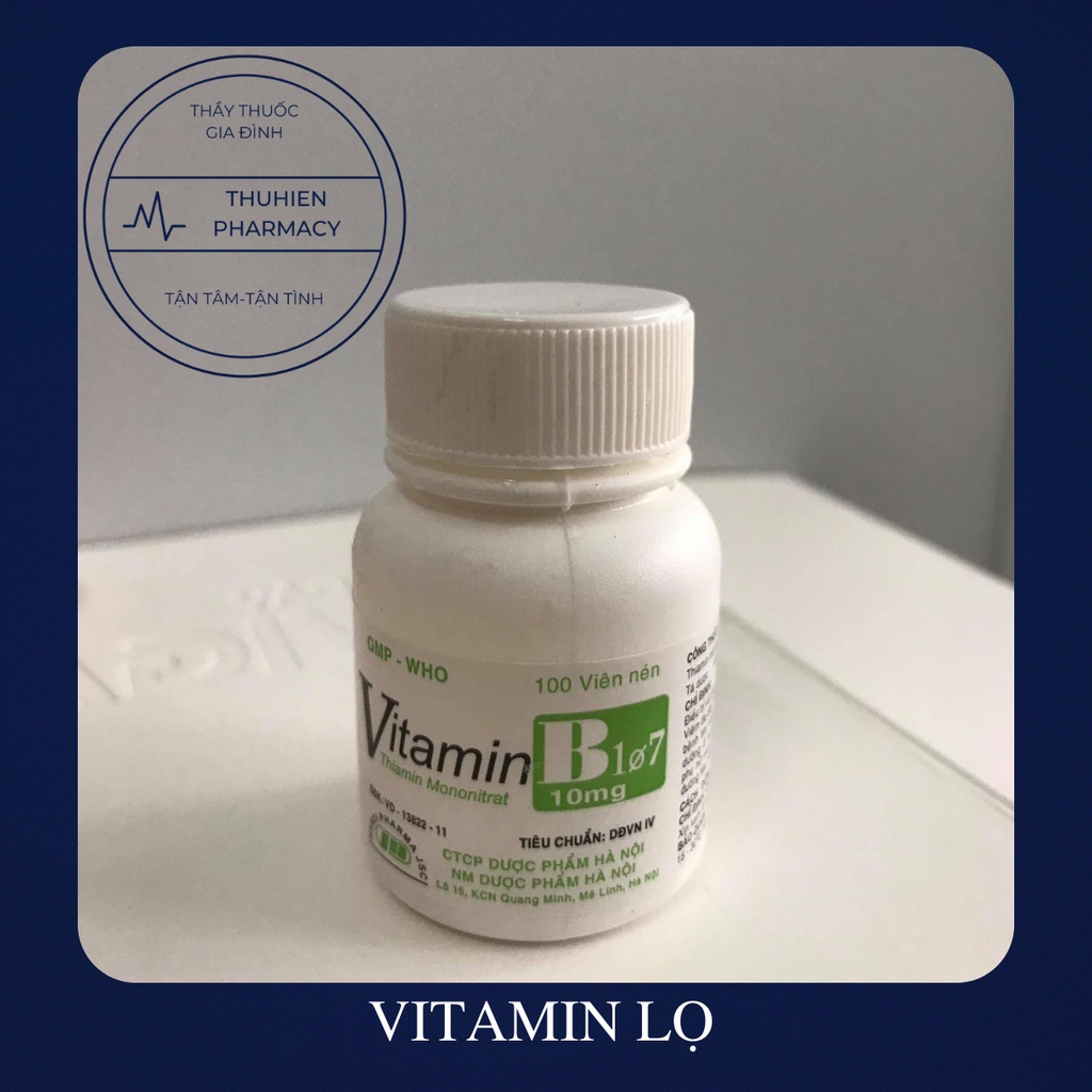 CÁC VITAMIN DẠNG LỌ Vitamin B1, Vitamin B2, Vitamin B6, Vitamin PP, Vitamin C (Lọ 100 viên)