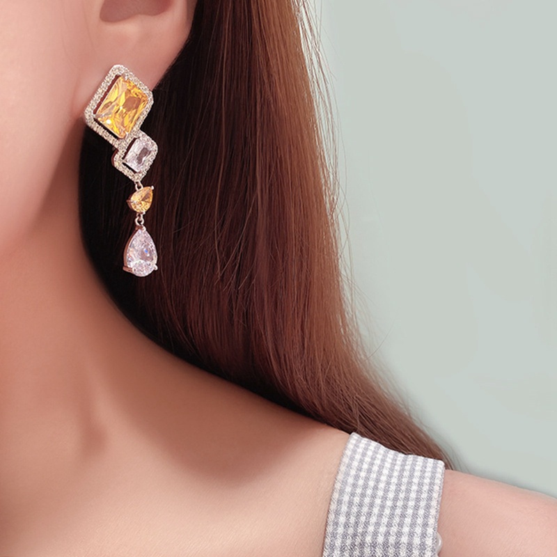 Sang Trọng Khuyên Tai Mạ Bạc 925 Đính Đá Thời Trang Cho Nữ