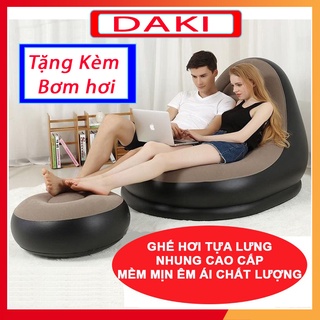 Ghế Hơi Tựa Lưng Bọc Nhung Mềm Mịn Êm Ái - Đệm Bơm Hơi - Ghế Sofa Hơi - Ghế Hơi Intex loại dày DAKI