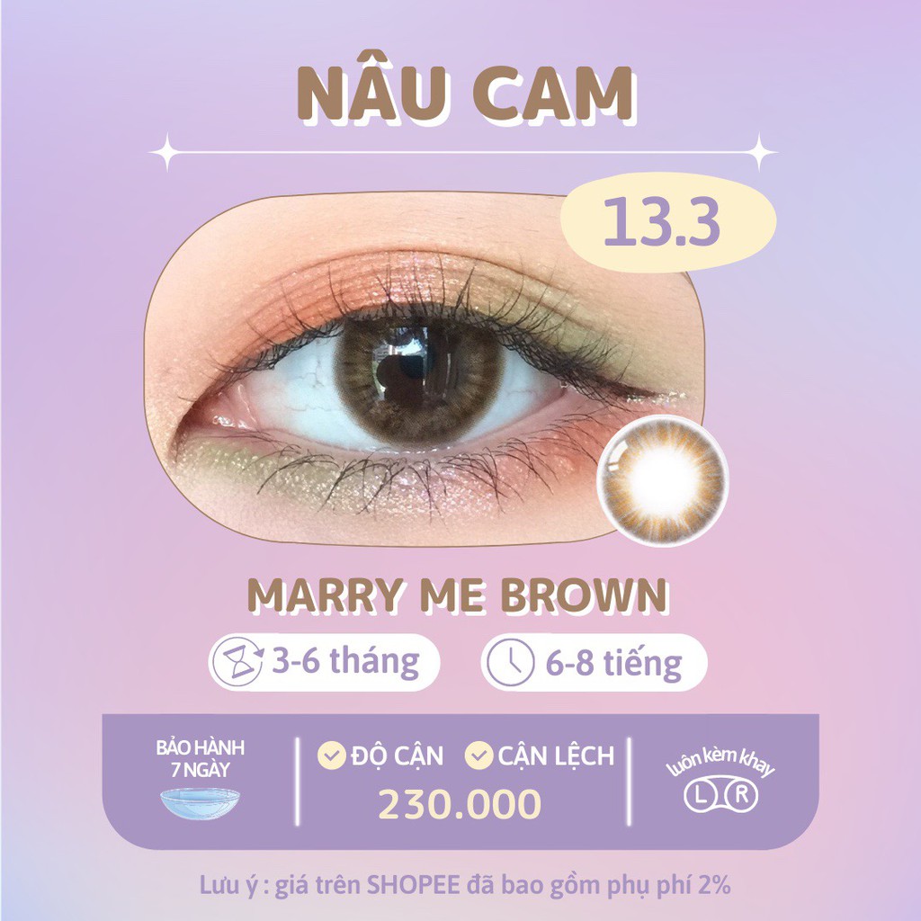 Kính áp tròng nâu cam Marry me orange brown chính hãng Olens | Hạn sử dụng 3-6 tháng