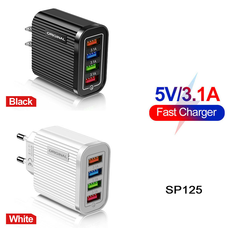 Củ Sạc Nhanh 4 Cổng Usb Gắn Tường