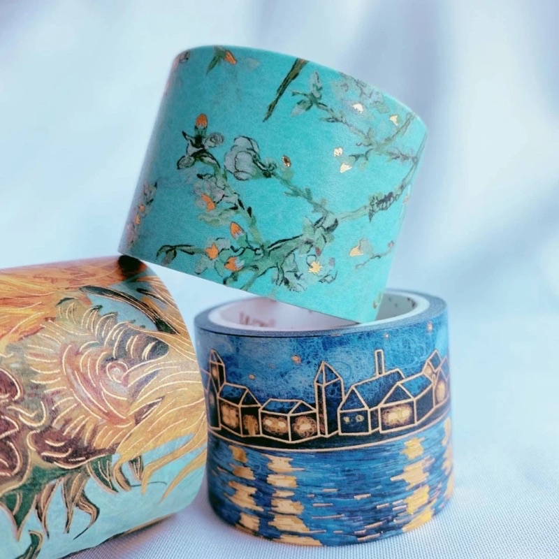 (Chiết theo chu kỳ) 6 mẫu băng dính washi tape hoạ tiết Van Gogh có mạ