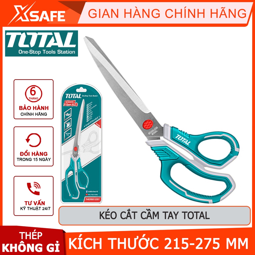 Kéo cắt giấy TOTAL Kéo cầm tay chất liệu thép không gỉ, độ dày lưỡi dao 2.5mm, tay cầm TOTAL kiểu dáng độc đáo