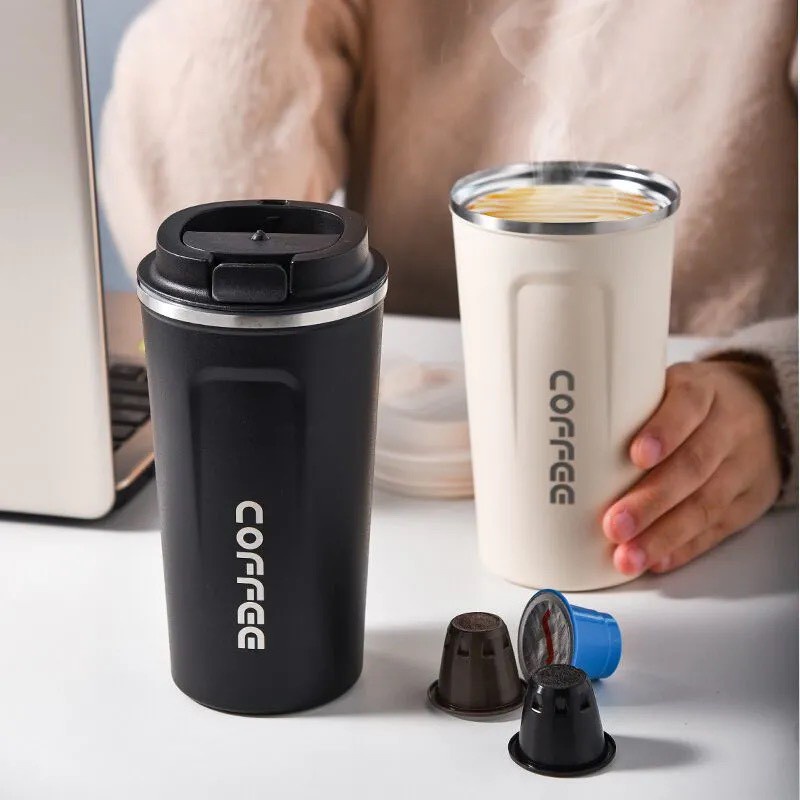 Cốc Giữ Nhiệt Coffeeholic Inox 304 Dung Tích 510ml Cao Cấp Kiểu Dáng Hàn Quốc Cầm Tay Sang Trọng Lamita BNG08