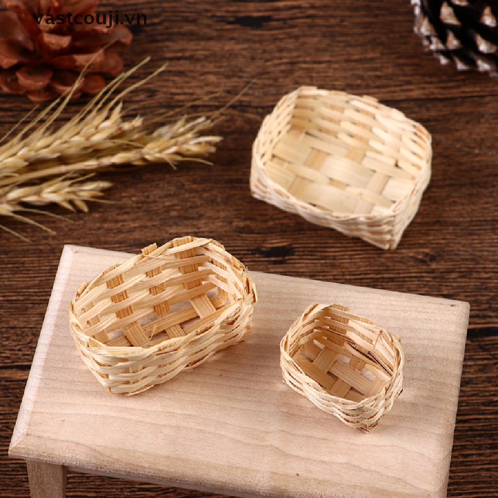 Giỏ Tre Mini Đựng Thức Ăn Tỷ Lệ 1: 12 Trang Trí Nhà Búp Bê