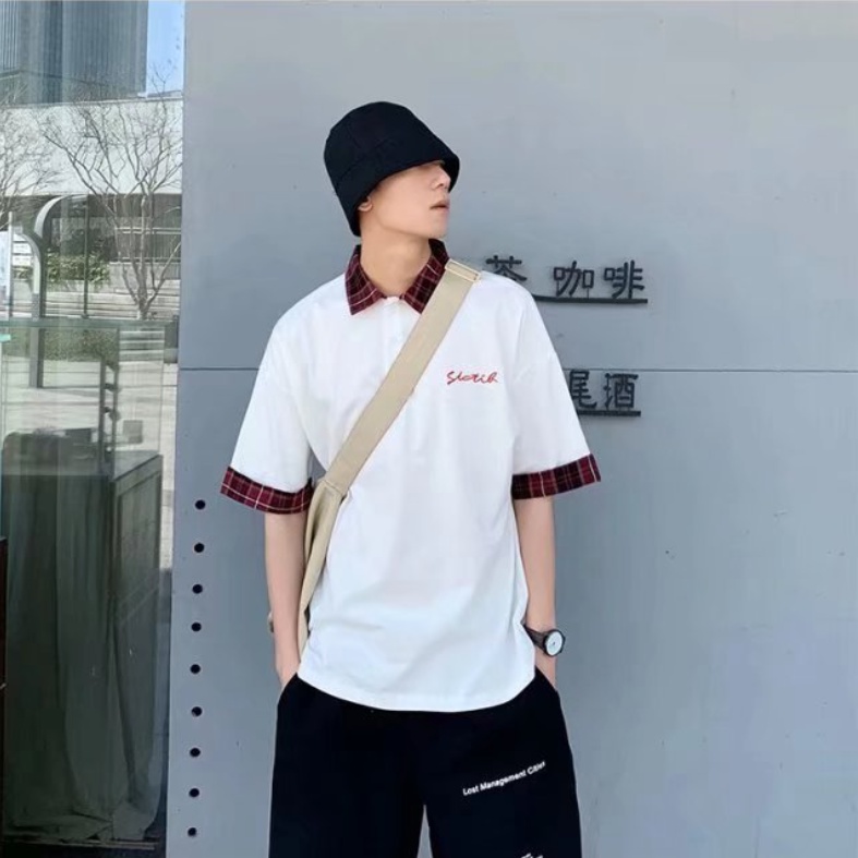 áo polo nam tiếng Nhật áo thun nam có cổ lụa phong cách Hàn Quốc áo phông polo nam form rộng áo thun tay lỡ cổ bông áo polo nam đẹp