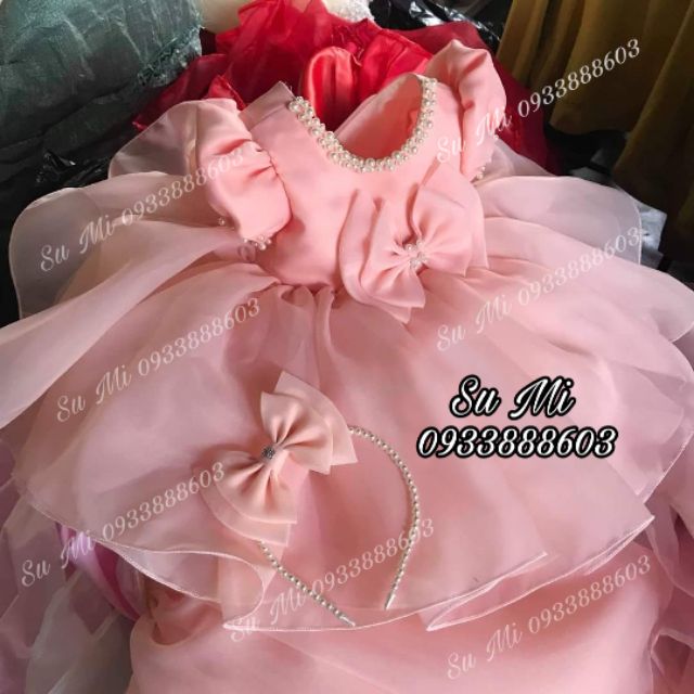 Đầm công chúa voan hồng cho bé (Tặng cài)