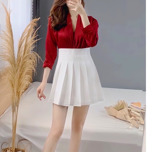 Chân váy xếp ly có lót trong, Chân váy tennis phong cách Hàn Quốc dễ thương