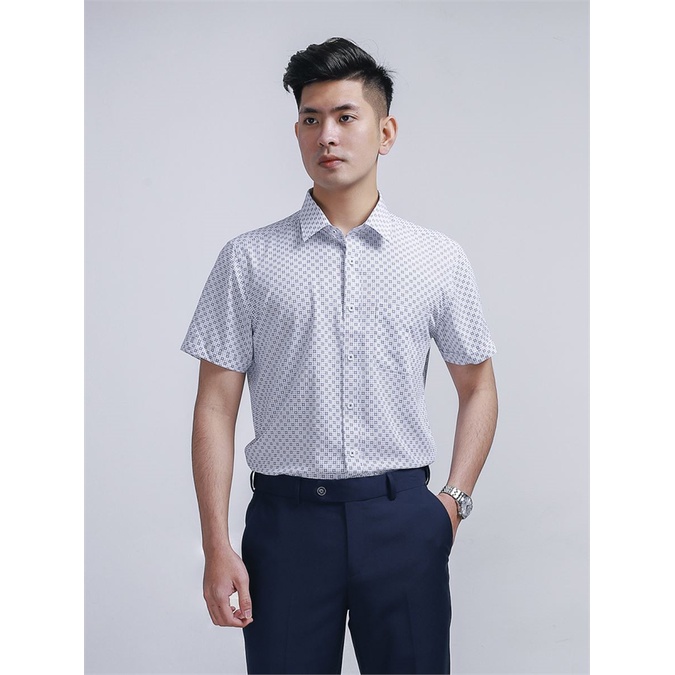 Áo sơ mi nam ngắn tay Aristino sợi sồi tà bằng from regular ASS021S8