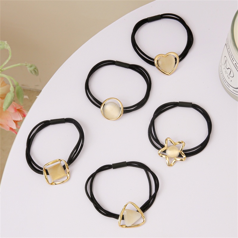 Dây buộc tóc BEADIA cao su co giãn đính đá opal hình học thời trang cho nữ
