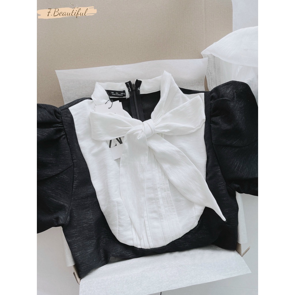 Đầm nữ, váy tacta nơ cổ phối viền, thiết kế dáng A , 2 lớp  phong cách tiểu thư nữ tính cực xinh 7.Beautiful V140