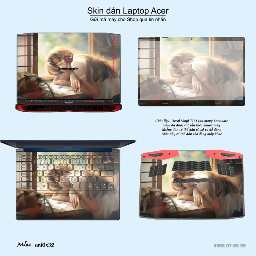 Skin dán Laptop Acer in hình Anime image (inbox mã máy cho Shop)