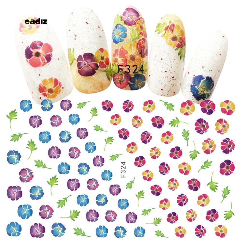 Tấm miếng dán trang trí móng tay nghệ thuật họa tiết hoa lá trái cây xinh xắn thời trang