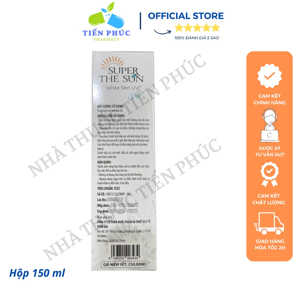 Kem chống nắng body & face Super the sun - Bảo vệ làn da trước tác hại của các tia UVB, UVA Chai 150ml