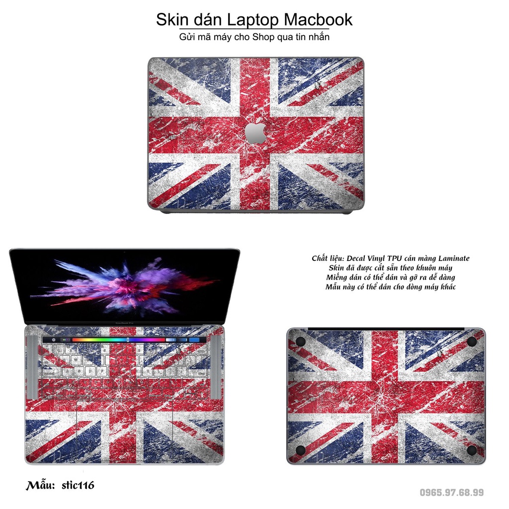 Skin dán Macbook mẫu cờ Anh (đã cắt sẵn, inbox mã máy cho shop)