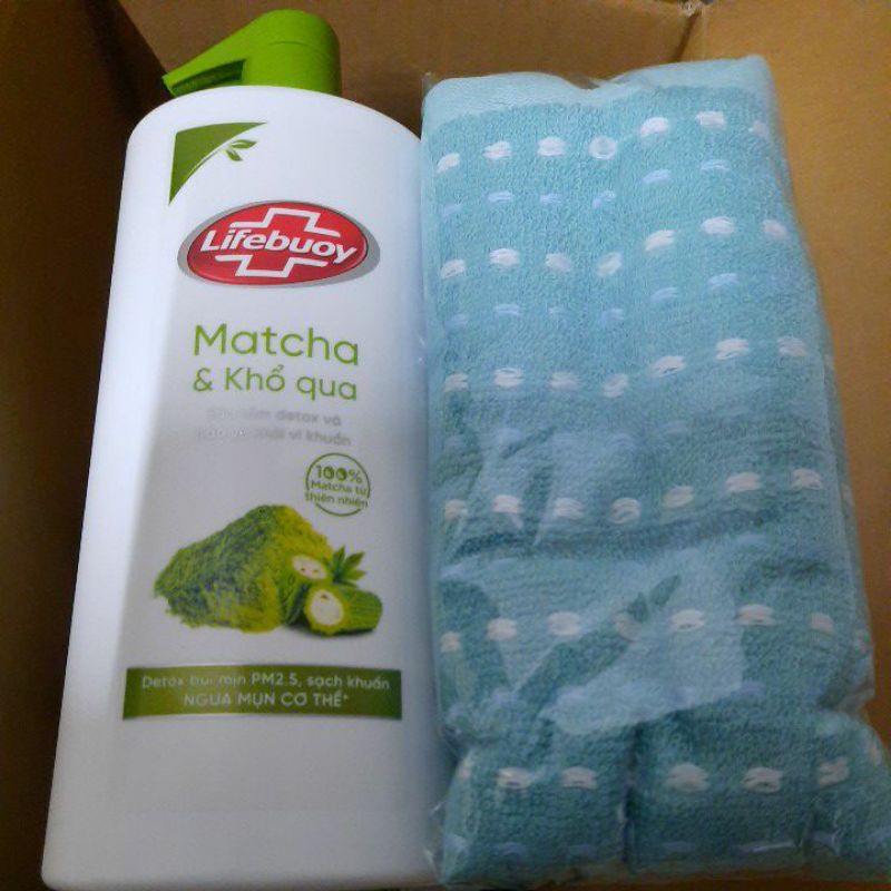 Sữa tắm Lifebuoy thanh lọc da khổ qua và matcha 850g(tặng khăn tắm cao cấp)