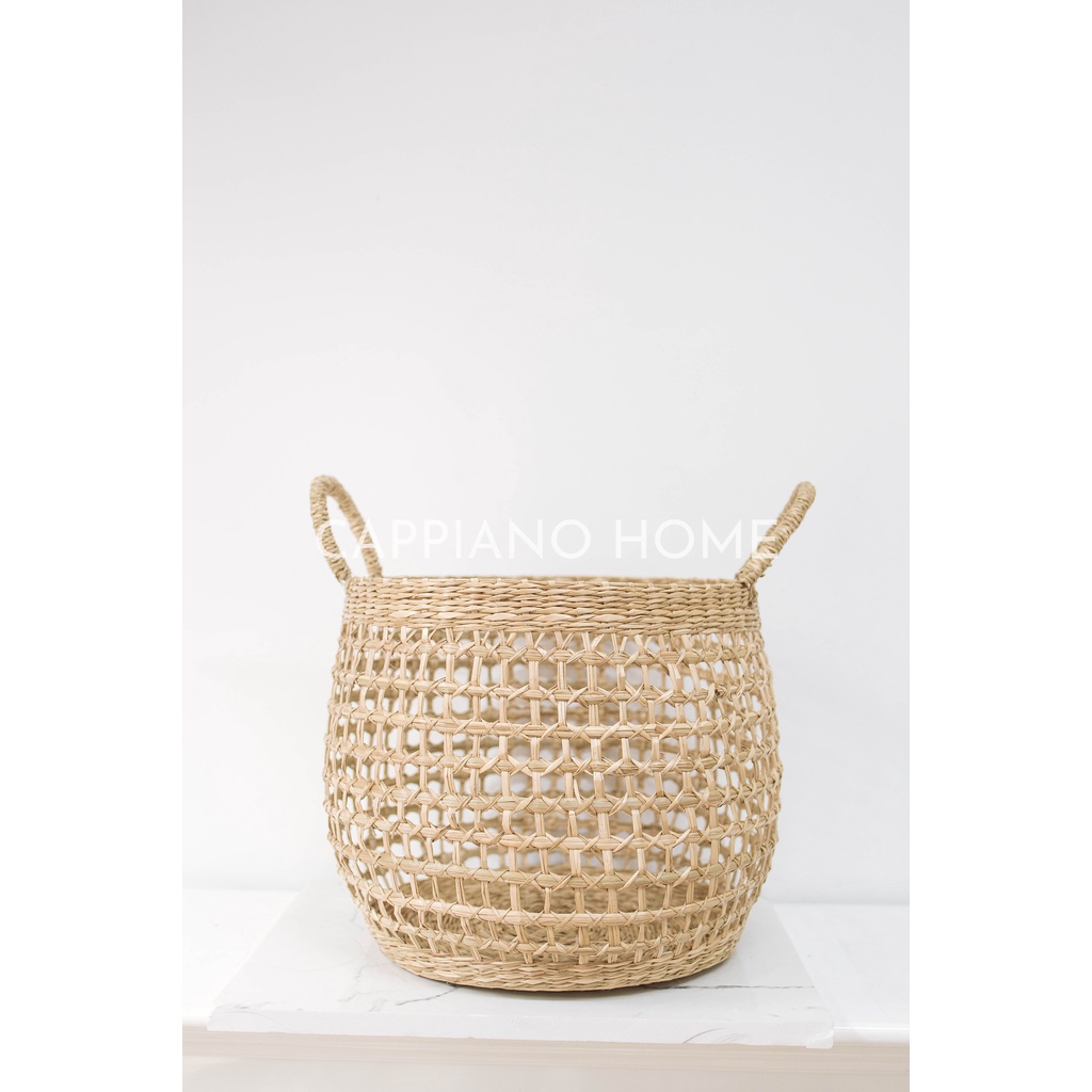 Giỏ cói LOVEN đan tay tự nhiên, giỏ tay cầm, làn đựng đồ tiện lợi phong cách Bắc Âu | Cappiano Home