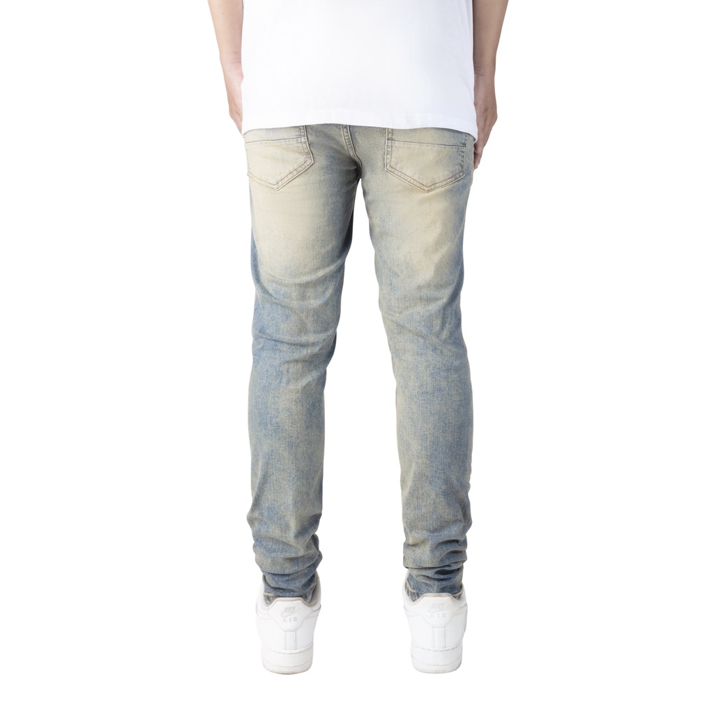 Quần jean nam streetwear cao cấp FNOS NZ10 màu xanh rách gối form slimfit jean thun co giãn | BigBuy360 - bigbuy360.vn