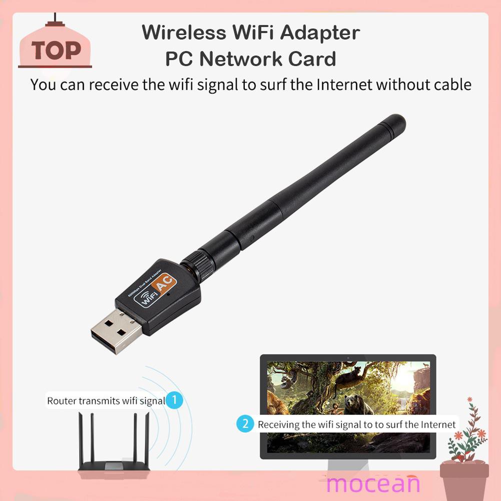 Mocean 2.4/5GHz USB WiFi Network Card 600Mbps 11AC Dual Band Wireless Receiver
