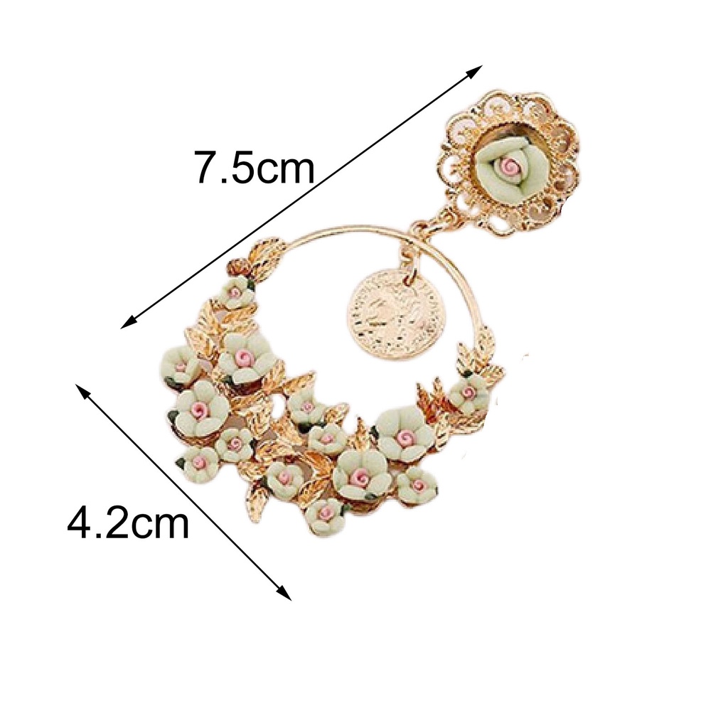 Cặp khuyên tai hợp kim hình hoa thời trang trẻ trung cá tính dành cho nữ