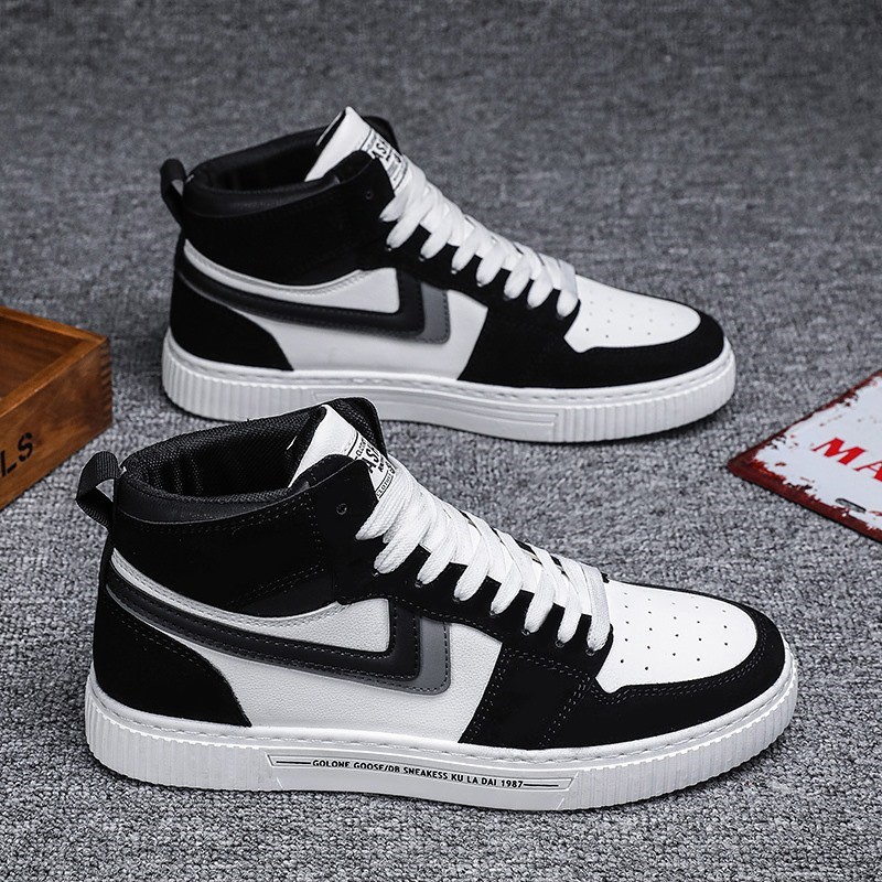 Giày cổ cao nam - EGM đen phối trắng phong cách