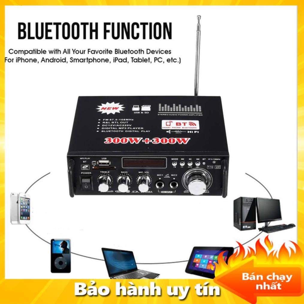 12V 220V BT-298A 2CH LCD Display Digital HIFI Audio Stereo Power Amplifier Bluetooth FM Radio Car Home 600W-Cao Cấp Loại