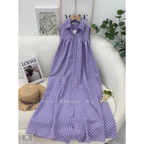 Vải thô xốp cotton kẻ caro 1cm