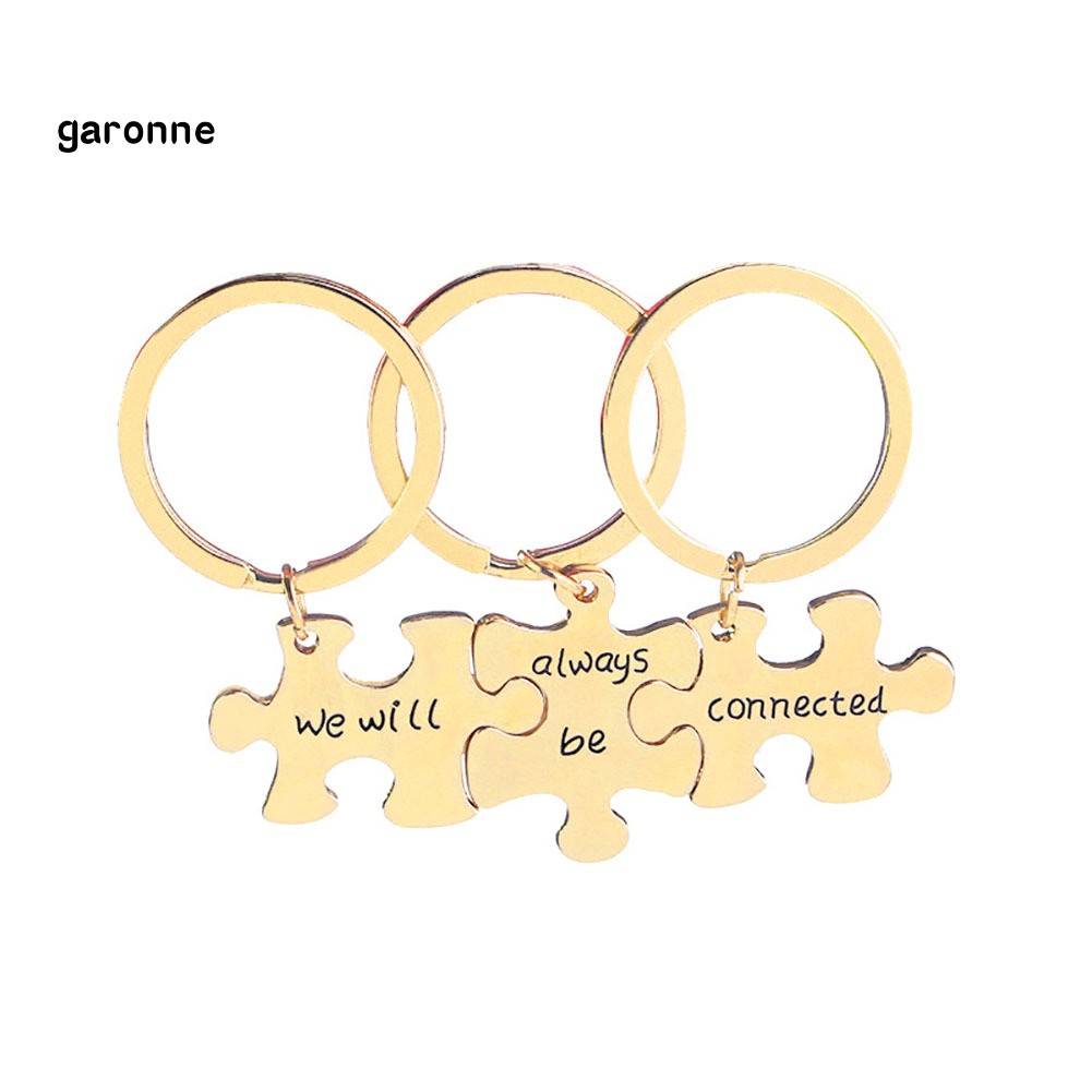 Set 3 móc khóa khắc chữ &quot;We Will Always Be Connected&quot; dạng mảnh ghép độc đáo