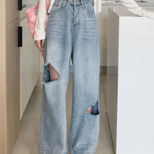 SUXI Quần Jeans Dài Ống Rộng Màu Sắc Nhã Nhặn Dành Cho Nữ