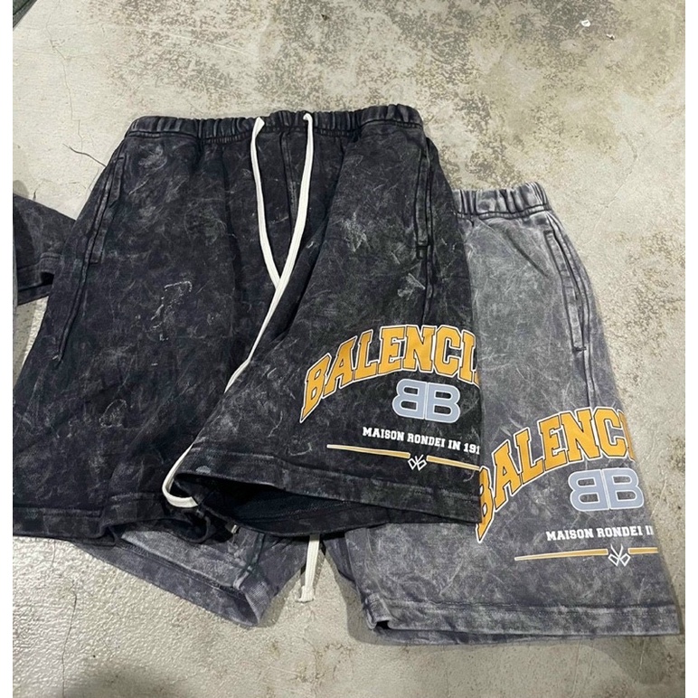 Quần short thun wer in chữ BALENCIAGA  kèm ảnh thật có 2 màu đen/xám