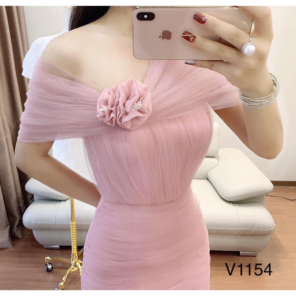 [ xả kho ] MiD Đầm ôm tôn dáng ngực hoa V1154 Mie Design kèm ảnh thật