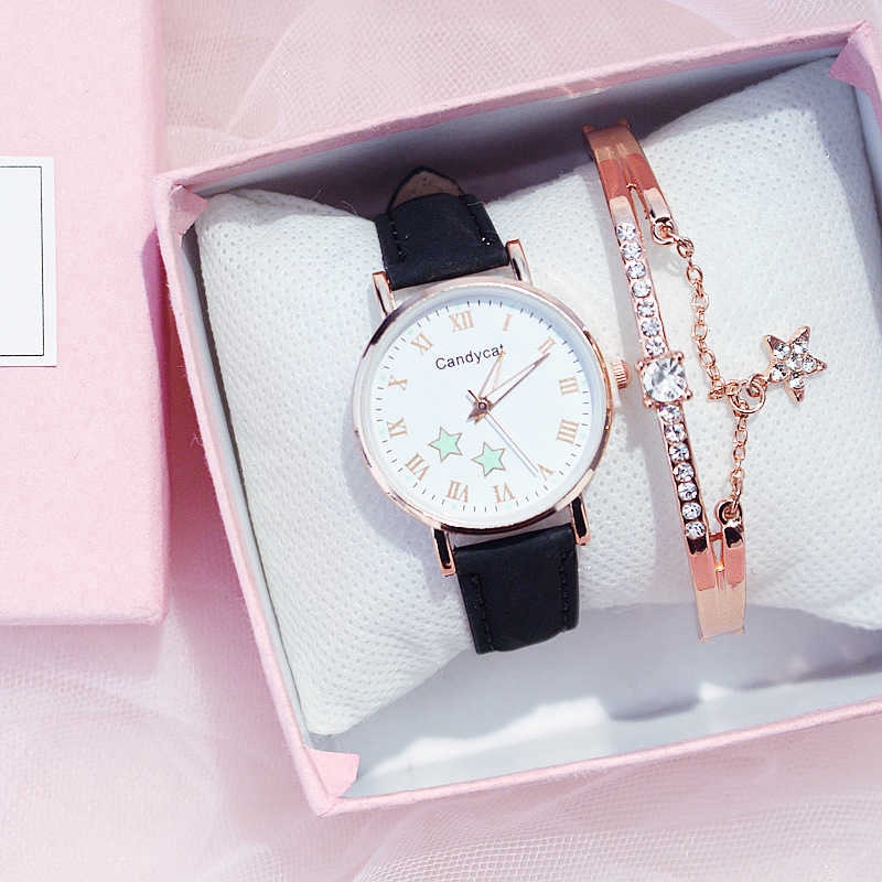 Vòng đeo tay / Đồng hồ máy Quartz chống thấm nước dây da sang trọng cho nữ