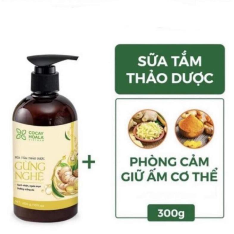 Sữa Tắm Thảo Dược Gừng Nghệ Tránh Gió Chống Cảm Cocayhoala 300g