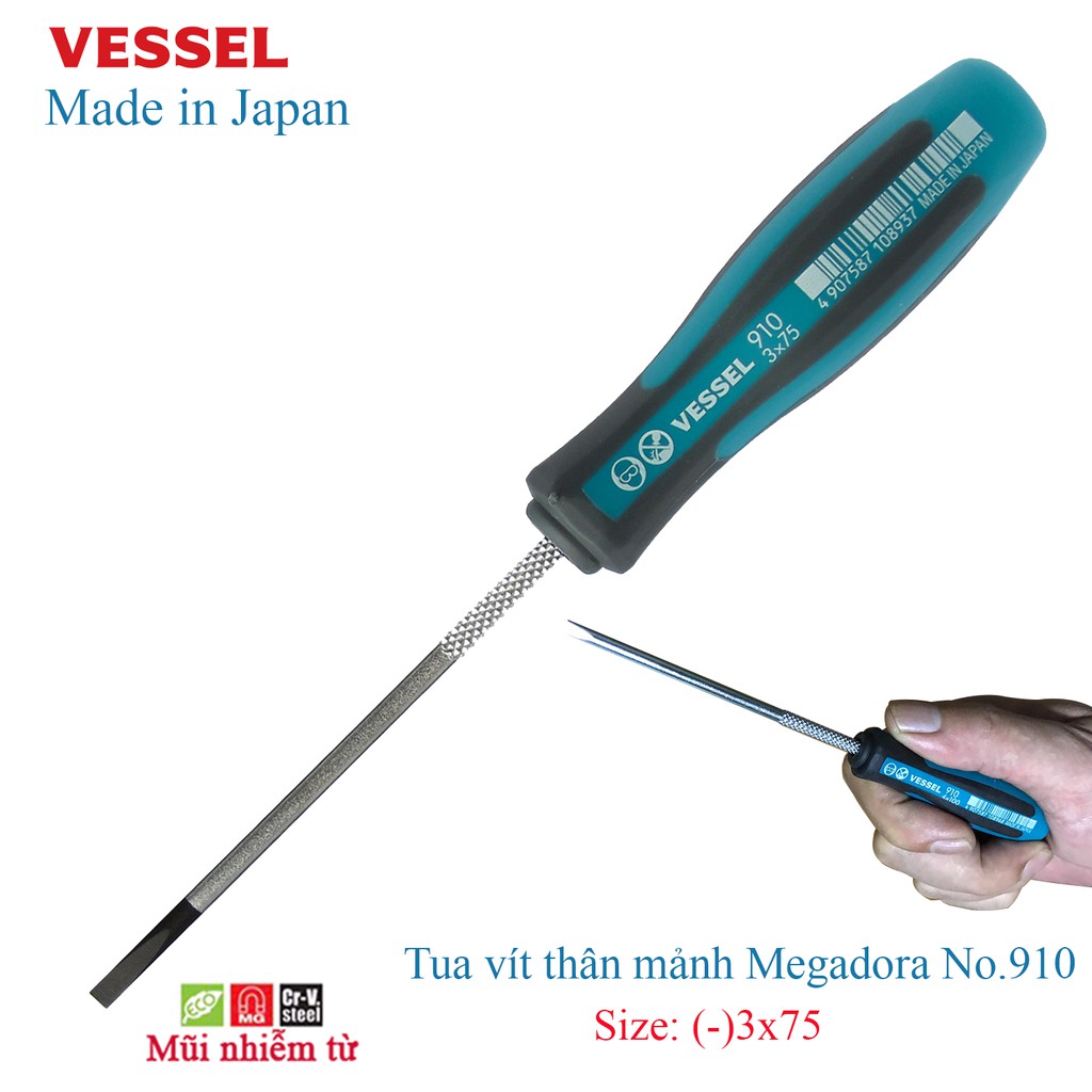 Tô vít cỡ nhỏ mũi dẹt Megadora No.910 Vessel, Nhật bản