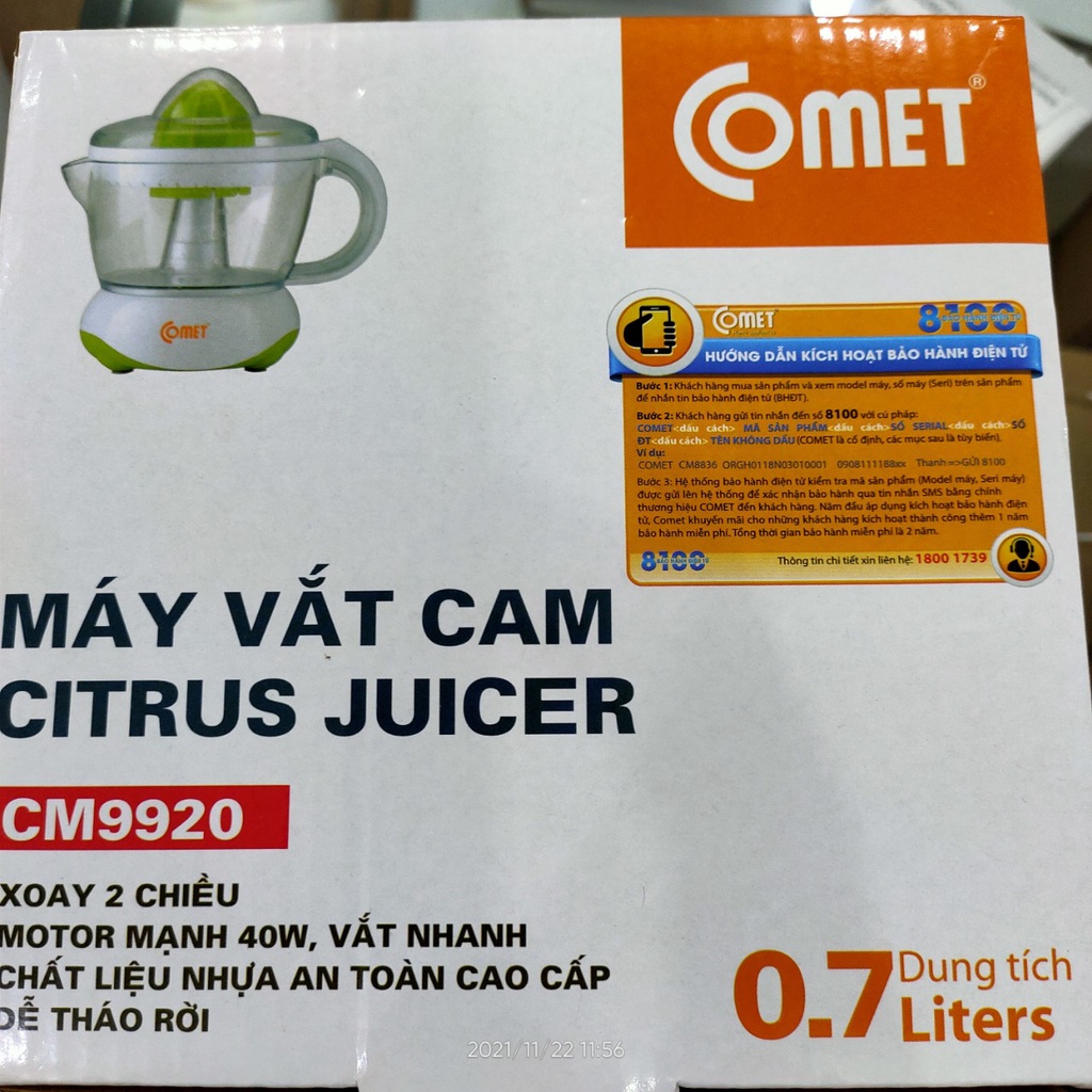 Máy Vắt Cam Comet CM9920 (0.7 Lít) - Hàng Chính Hãng