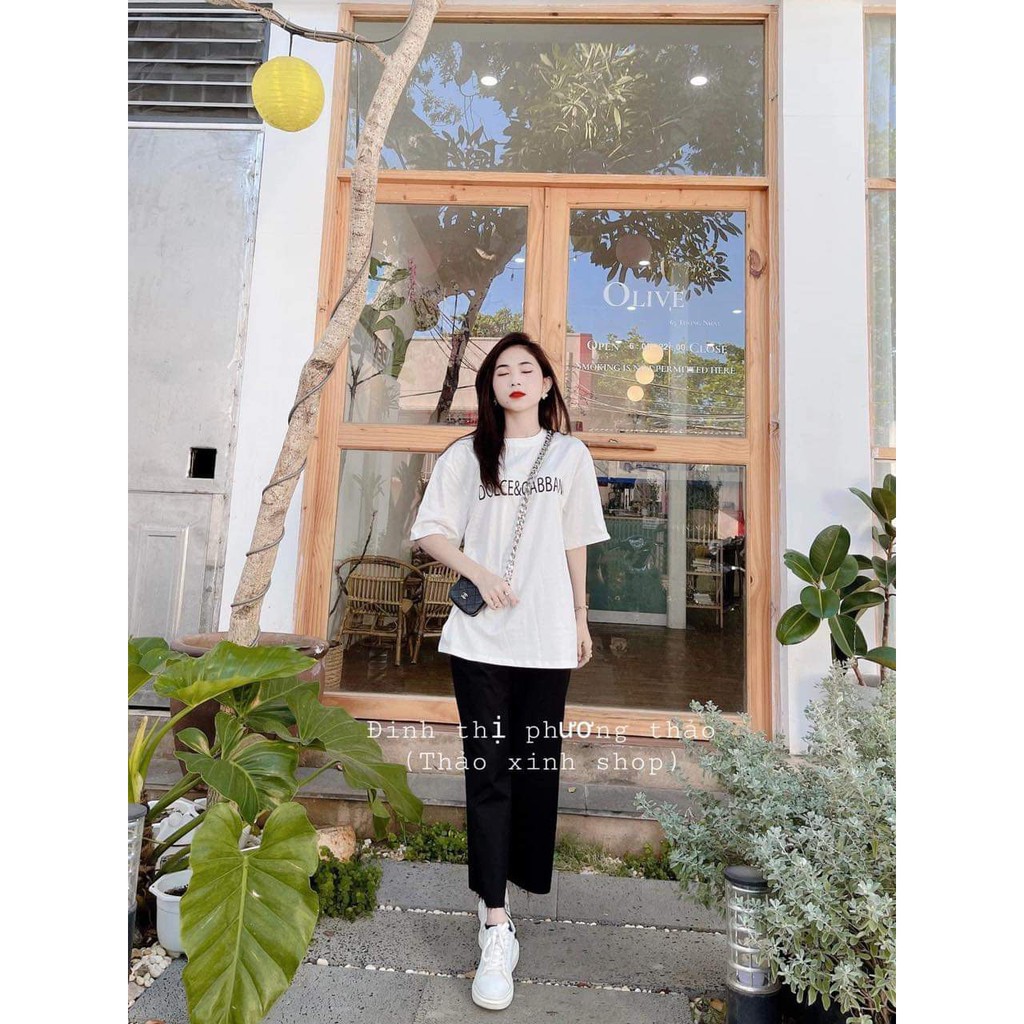 [FREESHIP ĐƠN TỪ 50K] Sét áo phông Yes (Doce) + quần ống rộng đen HARI0321