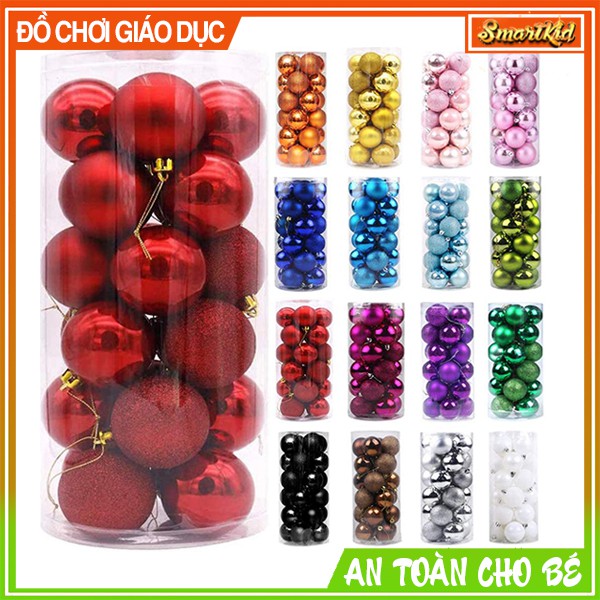 Set 24 Quả Châu 4/6cm Bóng Loại Đẹp Treo Trang Trí Cây Thông Noel Dành Cho Giáng Sinh/ Tiệc Cưới/ Sinh Nhật